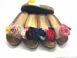 Best Customized Brand Reusable Casual Slippers Adult Slides with Flowers Upper wholesale