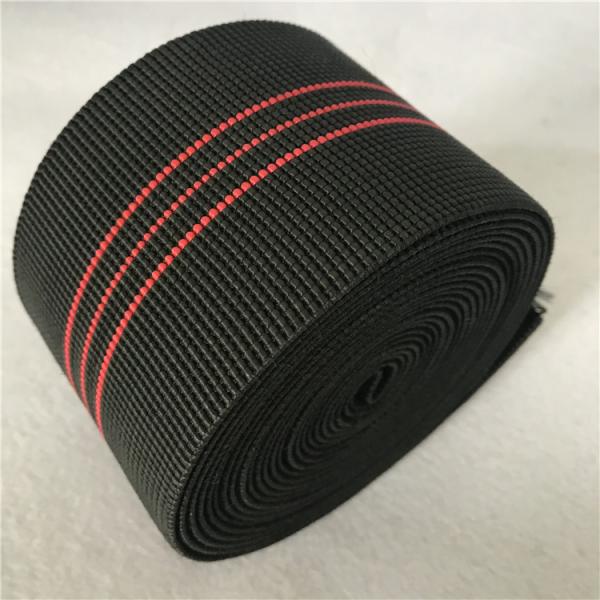 Cheap Black color  Sofa Elastic Webbing  50%-60% Elongation With red Lines use for sofa seat for sale
