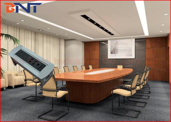 Cheap UK Standard Desktop Conference Table Socket , Table Manual Rotating Power Outlet for sale