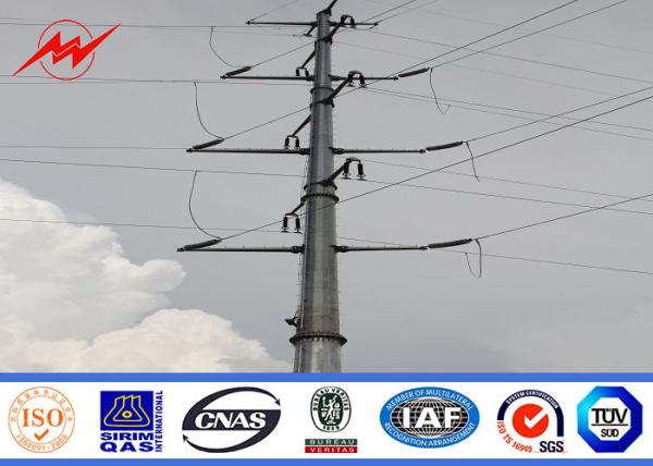 Cheap Electrical Hot Dip Galvanized Steel Pole , Anticorrosive Power Line Pole for sale