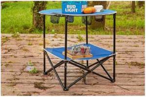 Round Ultralight Oxford Camping Table Chair Set Travel Folding Table With Cup Holder