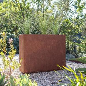 China Modern Design Tall Trough Rust Corten Span Metal Rectangular Flower Planter on sale