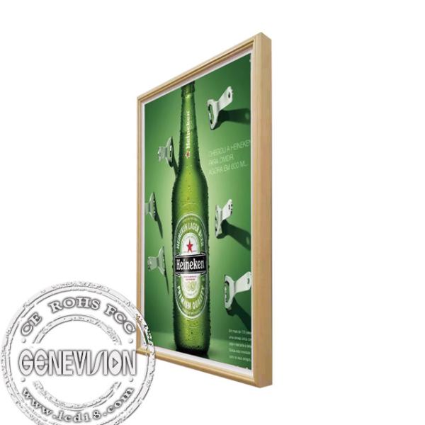 Cheap Android Media Player Wooden Frame Lcd Signage Picture Video Display for sale