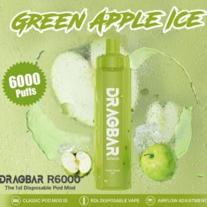 Best Green Apple flavor Zovoo Dragbar R6000 6000 puffs Disposal Vape with Rechargeable battery wholesale