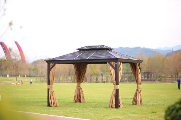 Cheap Rust Proof Polycarbonate Double Roof Gazebo With Steel Frame for sale