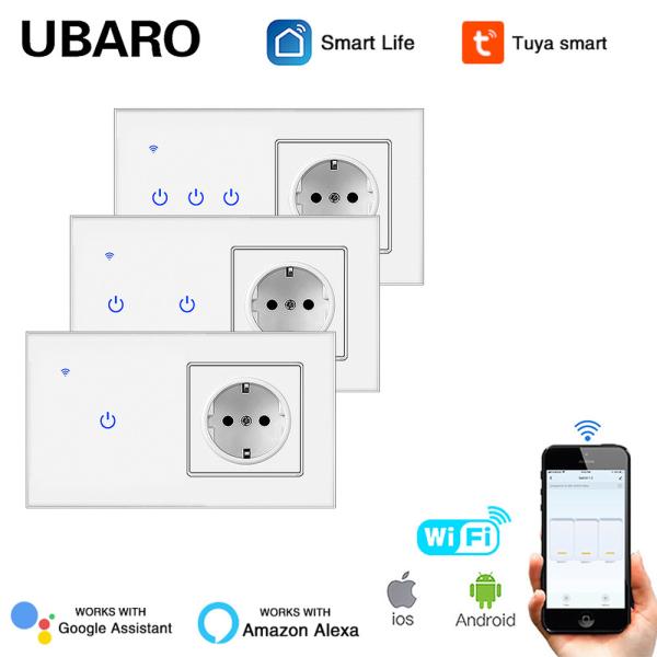 Cheap TuYa WiFi Smart Switch Socket Combination App Manual Control Smart Plug With Switch for sale