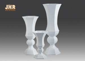 Best Lightweight Glossy White Fiberglass Planters Floor Vases Wedding Decor Items wholesale