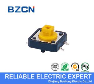 Momentary Yellow Miniature Tactile Switch / Square Push Button 4 Pin Terminal