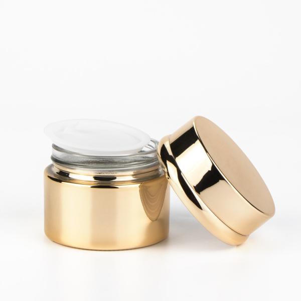 Cheap Luxury Custom Empty Glass Cosmetic Jars , 20ml 30ml 50ml Small Glass Jars With Metal Lids for sale
