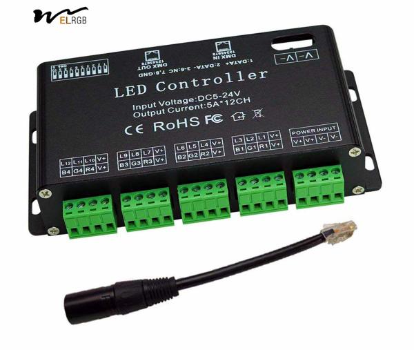 Cheap 12 Channel DMX Decoder RGB LED Light Strip Controller Driver DC5V-24V LED Module Light for sale