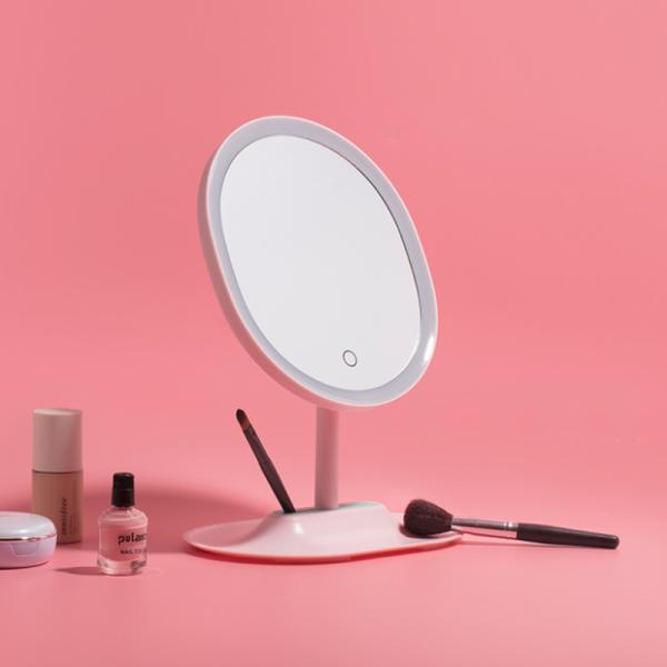 Cheap Table Vanity Touch Sensor Switch Single Sides Oval Shaped Soft Led Lights Portable Dressing Table Mirror for sale