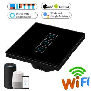 China Smart Home Wifi Light Switch 1/2/3 gang Light Touch Switch White/Black/Golden Wireless Remote APP Control Switch on sale