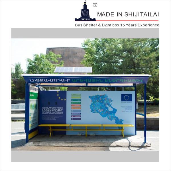 Cheap Anti Corrosive WiFi Solar Bus Shelter ISO14001 With Light Box for sale