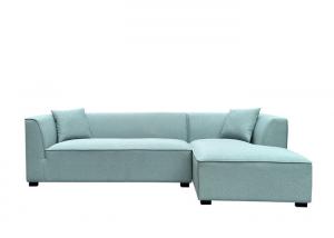 China Sectional sofa polyester fabric cover facing right chaise timber legs turquoise D30 pure foam on sale