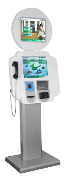 Cheap Bar-code Scanner and Fingerprint Reader Wifi Free Standing Kiosk for Internet / Information Access for sale