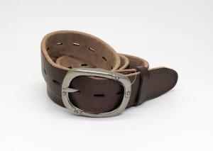 China Embossed Thread Mens Casual Leather Belt 3.8cm Width on sale