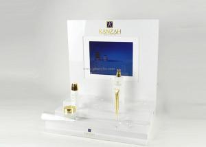 China Customized White With LCD Screen Acrylic Cosmetic Makeup Advertising Display Stand on sale