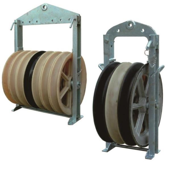 Cheap Cable Stringing 508mm 3 Sheave 40KN Wire Rope Pulley Block for sale
