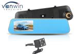 Loop Recording Dvr Dual Lens 4.3" Rearview Mirror Dash Cam