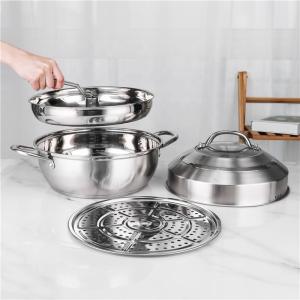 Best 30cm Stainless Steel Double Bottom Cookware Steamer Pot Set wholesale