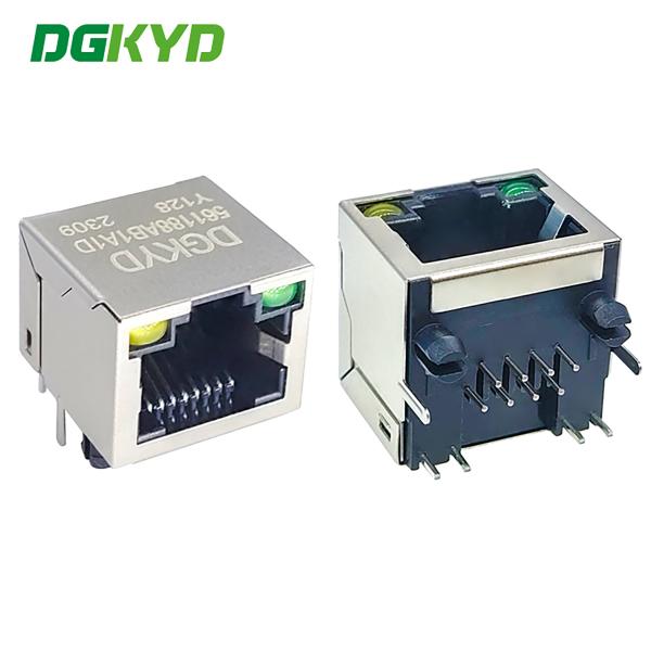 Cheap RJ45 Connector Network Socket 8P8C Connector Horizontal With Lamp / Shield DGKYD561188AB1A1DY128 for sale