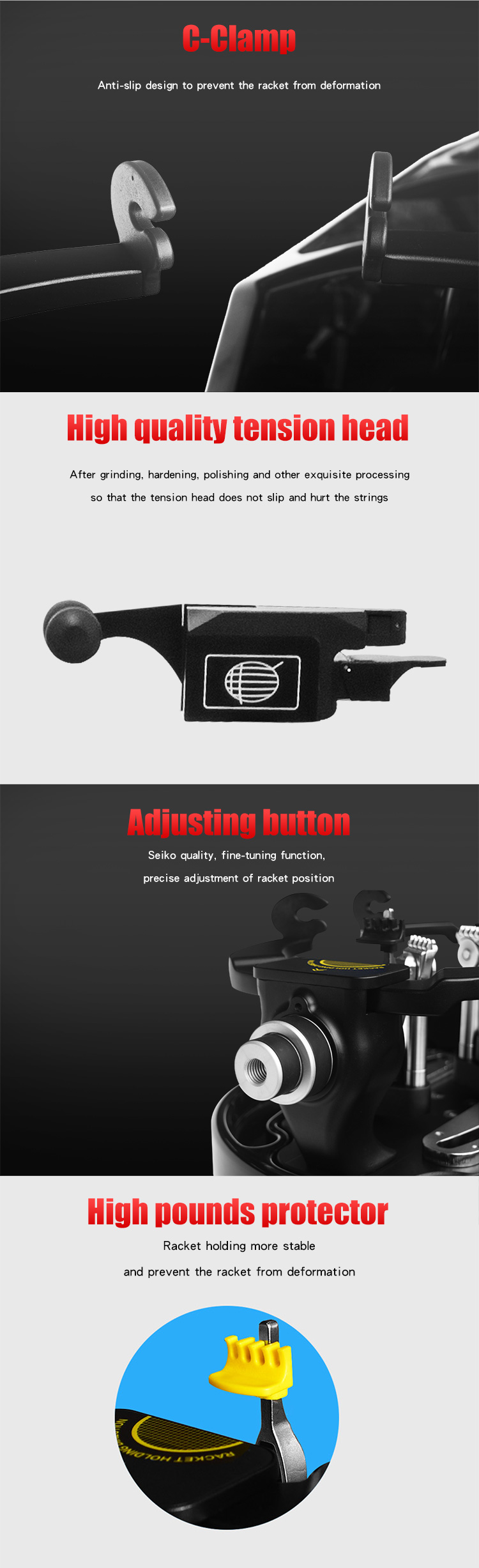 High Durability Badminton Racket Stringing Machine With Synchronizing Clip
