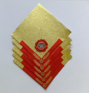 Best Golden Aluminum Custom Foil Stickers Embossing Lacquer Coated Surface wholesale