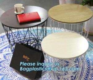 China Wooden top metal wire coffee table design, customized design size wire coffee side tables, Black iron base and transpare on sale