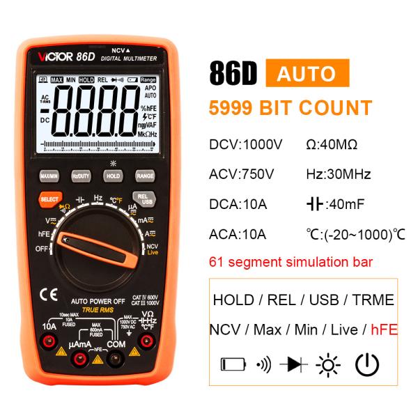 Cheap 5999 Counts Auto Ranging Digital Multimeter With Usb Output LCD Display New USB Multimeter for sale