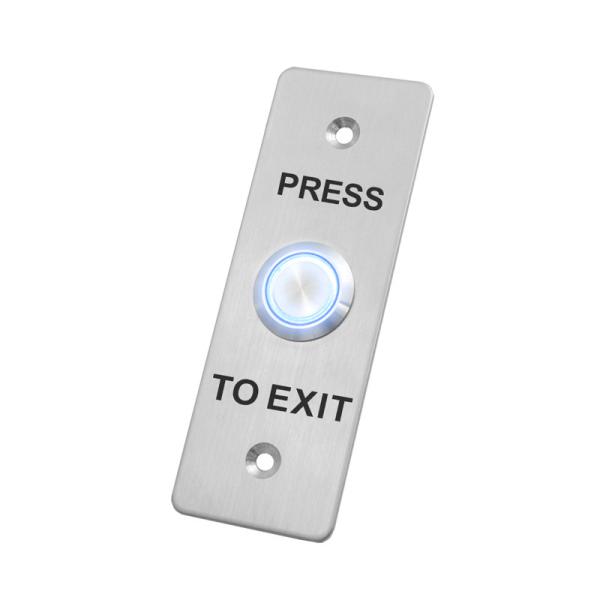 Cheap PRESS TO EXIT Screen 4 Pin Push Button Switch , 24V DC Small Momentary Push Button Switch for sale
