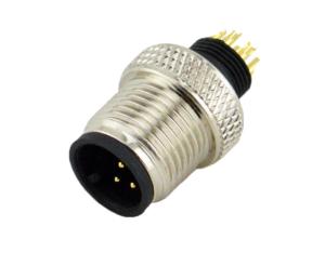 DIP solder circular waterproof 8 PIN M12 Panel mount straight PCB automative connector