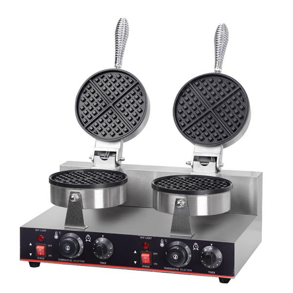 Cheap Commercial 2 Plates Electric Non-stick Waffle Maker with Anti-scald Handle and 220V for sale