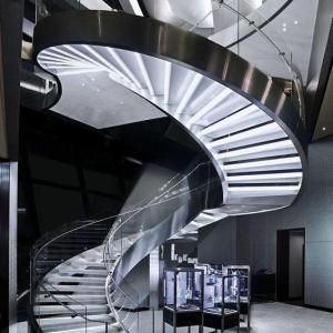 China Carbon Steel Custom Curved Staircase , Marble Tread Arc Staircase on sale