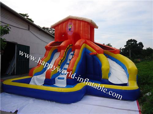 Cheap inflatable water slide parts , child pool with water slide , pool water slide home for sale