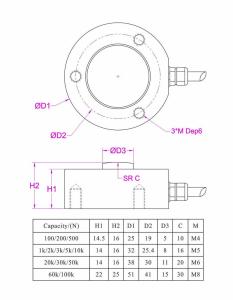 Best Compression Force Sensor 100KN Button Load Cell 100kN Compression Force Transducer wholesale