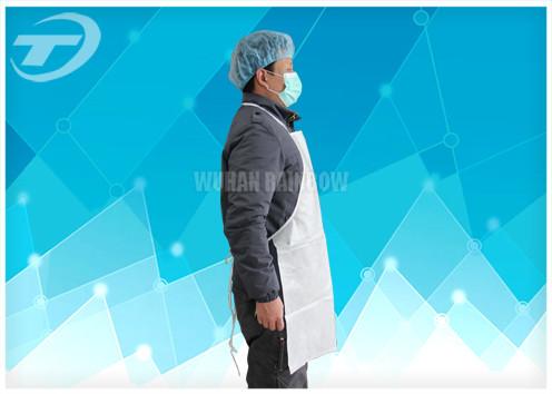 Cheap White Plastic Aprons Disposable PE Coated SPP Fabirc 70 X 120cm for sale