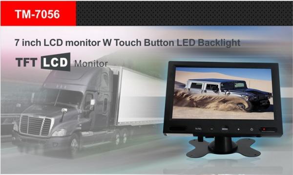 Cheap 7 inch car LCD monitor with touch button LED backlight 12-24V input TM-7056 for sale