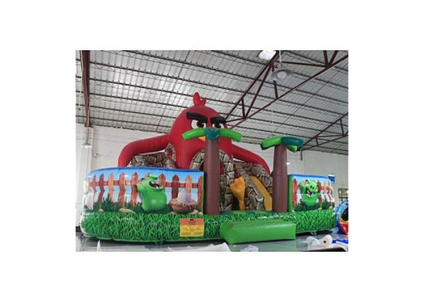 Cheap Red Coconut Tree Inflatable Fun City With Slide Jumping Castle for sale
