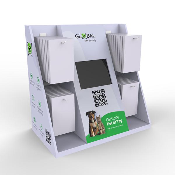 Cheap Retail Store Cardboard Display Stand Pet Food Paper Display Stand With LCD Screen for sale