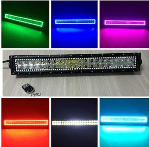 China Tracing halo RGB 120W 22-inch straight LED light bars with controller on sale