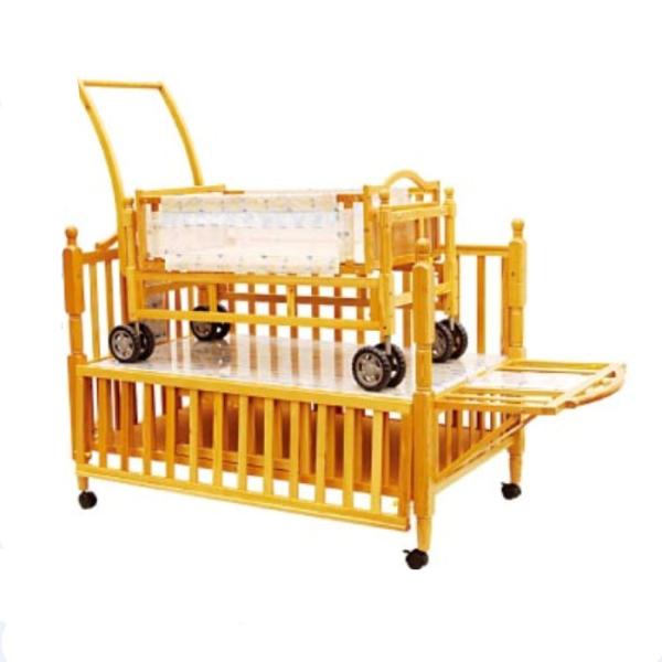 Cheap Adjustable Wooden Baby Cot Bed Cribs with Small Cradle Inside for sale