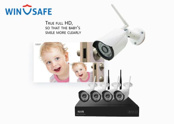 Cheap Professional 4Pcs Wifi Wireless IP Camera System With Manual / Regular Recording for sale