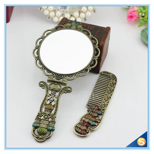 Cheap Circular Castle Design Foldable Handle Mirrors of Dressing Table Vintage Handle Mirrors for sale