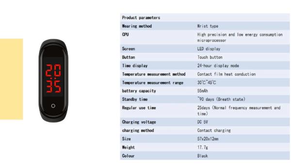 Cheap Touch Screen NRF52832 Chip IOS Temperature Monitor Wristband for sale