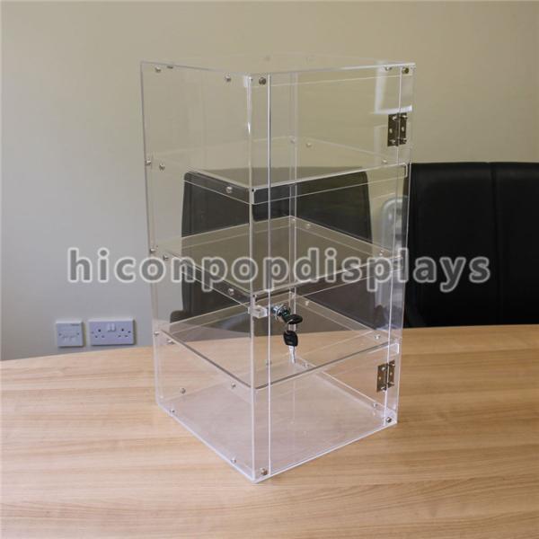 Cheap Lockable 4 - Layer Clear Acrylic Display Tower Desktop Waterproof Display Case for sale
