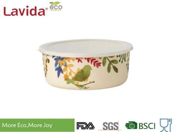 Cheap Water Color Style Bamboo Fiber Attractive Storage Boxes Transparent Lid Portable for sale