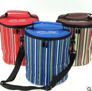 Cheap Striped polyester insulated round lunch bag for sale