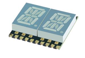 2 Alphanumeric Digit 14-Segment SMD LED Display, CC Red 36 mcd RH DP 10.16mm