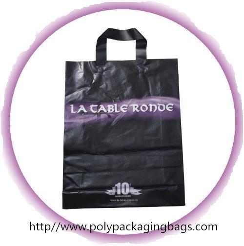Cheap Black Soft Flexible Loop Handle Plastic Bags With Custom Printing for sale
