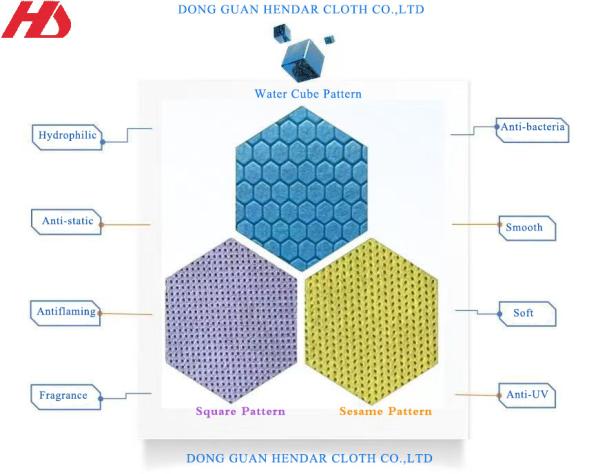 Cheap Water Cube PP Nonwoven Fabric Hexagonal / Square / Sesame Pattern for sale